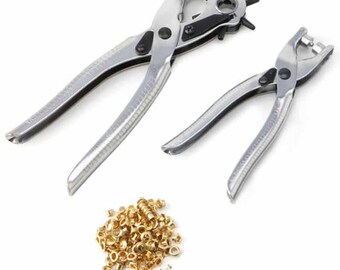 Set van 2 perforatortang met oogjes voor het maken van gaten voor het maken van gaten Handpers Gereedschap voor het naaien van tassen Schoenen Bevestigingstang voor kleding
