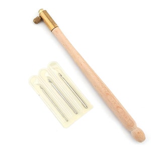 Wooden Punch Needle Set 3 Size Beginner Rug Hooking Punch Knitting Needle Tool For Adult Punch Needle Embroidery Kit Punch Adjustable Needle