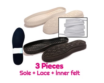 3 Pieces Rubber Soles With Holes For DIY Shoes Soles For Outdoor Crochet Shoes Soles For Diy Slippers Hard Soles for knitting lace and felt