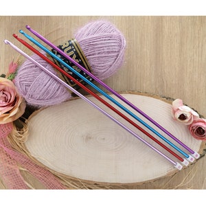 Metallic Aluminium Tunisian Crochet hooks 25 CM Afghan Hooks Single Pointed Knitting Needle for Crochet Coloured Needles 2-4.5 mm