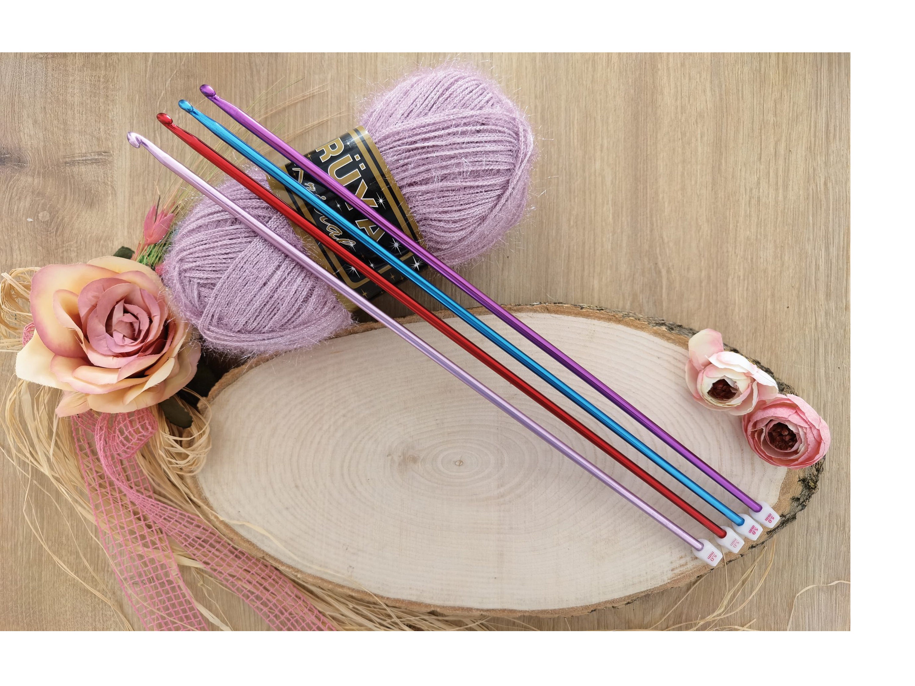  Afghan Tunisian Crochet Hooks Set with Cable and Beads, 12  Sizes 1.2M 48 Carbonized Bamboo Needle for Carpet Knitting