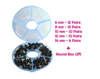 Juego de 100 ojos de seguridad negros para amigurumi, ojos de seguridad para crochet, ojos de animales, ojos de crochet para tejer amigurumi, caja de regalo de 50 pares.