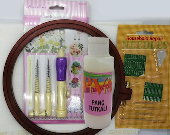 Punch needle kit beginner punch knitting kit for adult punch starter kit punch needle embroidery kit punch supply adjustable needle pen