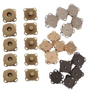 Sew-on magnetic snaps 18mm for handbag clasp button metal purse snap clause for making bag snap-in square base quick release snaps 4 colors