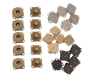Sew-on magnetic snaps 18mm for handbag clasp button metal purse snap clause for making bag snap-in square base quick release snaps 4 colors