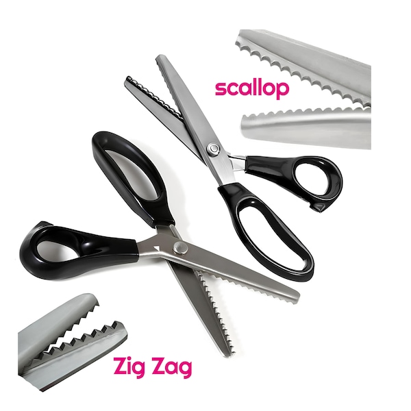 Stainless Steel Serrated Pinking Shear Tailor's Scissor Zig-zag Edge Scissor for fabric leather paper Stainless Steel Curly scallop scissors