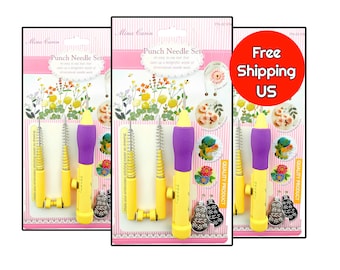3 PCS Mina Carin Punch Needle Set 3 Size Beginner Punch Knitting Needle Tool For Adult Punch Needle Embroidery Kit Punch Adjustable Needle
