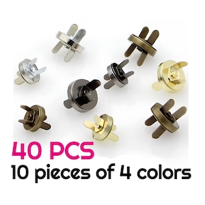40 PCS Mix Color Magnetic Snaps 18mm For Handbag Clasp Button Metal Purse Snap Clause For Making Bag Snap-in Square Base Quick Release Snaps