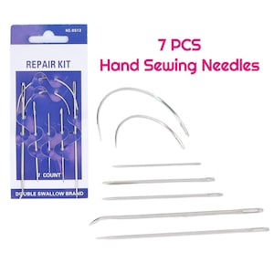 7 agujas de coser a mano para tapicería, juego de agujas de cuerda de cuero, agujas de tejer, herramienta de costura artesanal de cuero, accesorio para lona, alfombra