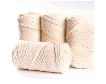 Crawlable Cotton Macrame Cord For Bag Making Soft Twisted Macrame Rope For Wall Decoration,Plant hanger,Triple strand,Macrame leaves  250Gr