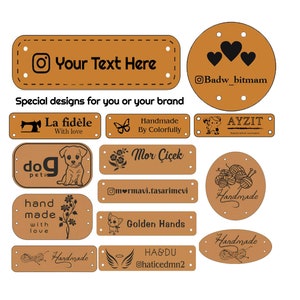 100 Pcs personalized sewing label for handmade knitting label for crochet item faux leather tag for handmade item custom label knitting