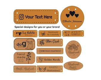 100 Pcs personalized sewing label for handmade knitting label for crochet item faux leather tag for handmade item custom label knitting