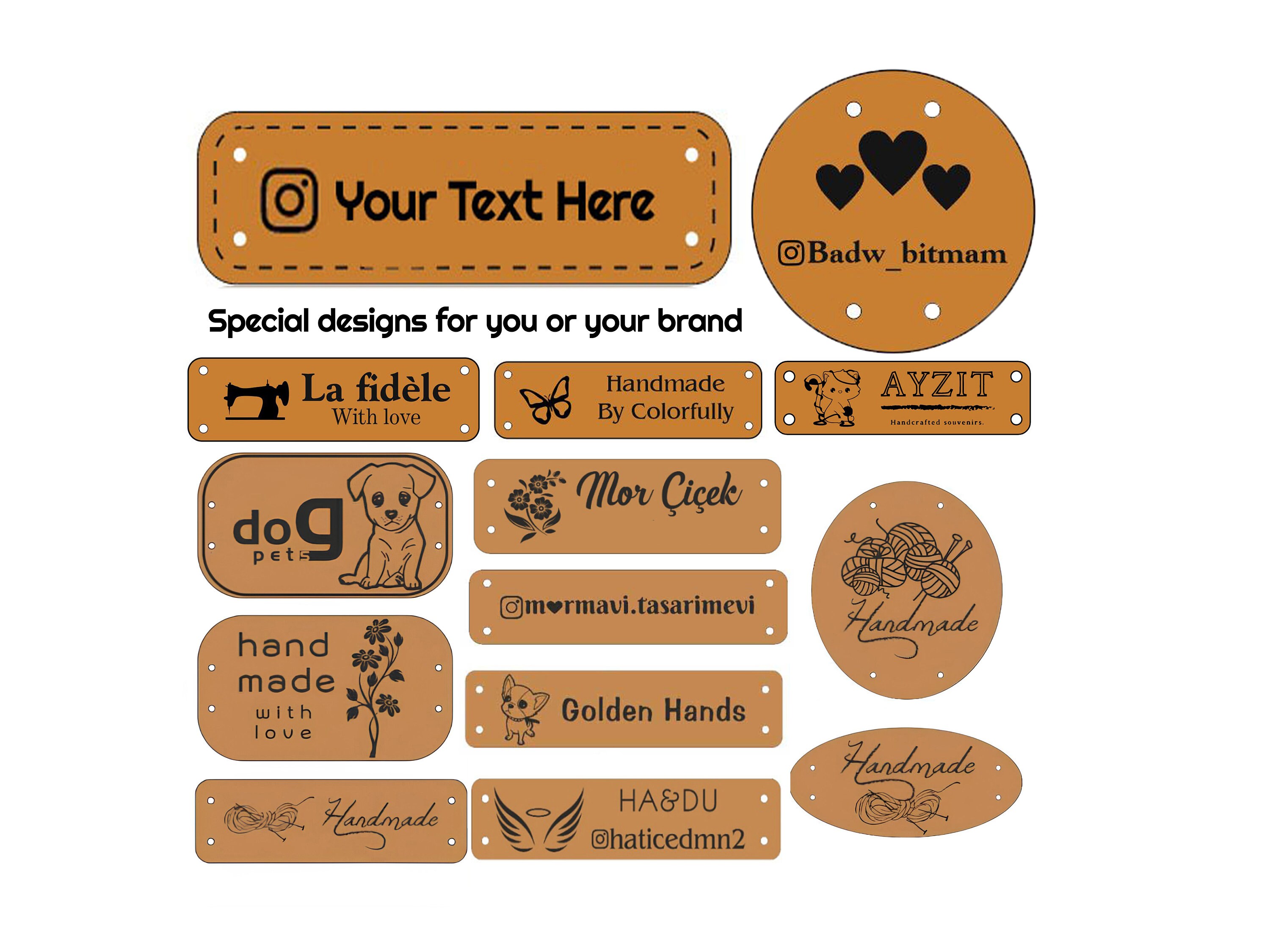 Custom Brown and Silver Tags for Handmade Items, Size 2.5x1 Inches With  Rivets 