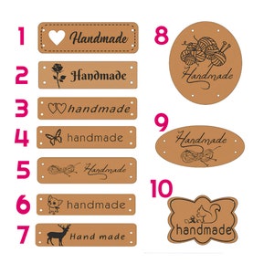 50 PCS MİX Leather sewing label for handmade knitting tag for handmade item faux leather tag for crochet label PU leather label knitting