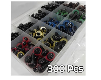 300 piezas Ojos de seguridad para amigurumi, ojos de seguridad para crochet, ojos de animales, ojos de crochet para amigurumi, ojos para tejer amigurumi, mezcla de colores