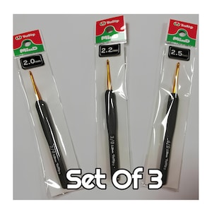 Set Of 3 Tulip Etimo Mind Crochet Hook Set For Amigurumi Hooks Black Hook For Beginners Ergonomic Crochet Hook 2mm 2.2mm 2.5 mm