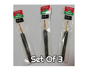 Set Of 3 Tulip Etimo Mind Crochet Hook Set For Amigurumi Hooks Black Hook For Beginners Ergonomic Crochet Hook 2mm 2.2mm 2.5 mm