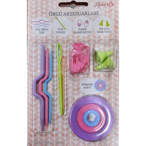 Knitting Tools Set 5 Different Models Plastic Pin Pompom Making Tool Hair Knitting Apparatus Wool Needle Stitch Marker Needle Tip Protector