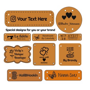100 Pcs personalized sewing label for handmade knitting label for crochet item faux leather tag for handmade items custom label knitting