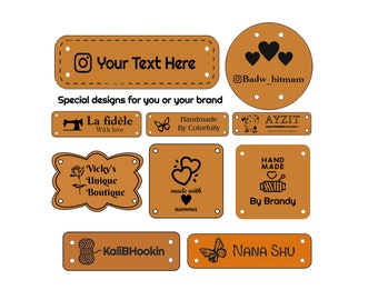 100 Pcs personalized sewing label for handmade knitting label for crochet item faux leather tag for handmade items custom label knitting