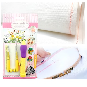 Mina Carin Punch Needle Set 3 Size And Fabric Cloth Beginner Punch Knitting Needle Tool For Punch Needle Fabric Monks Cloth