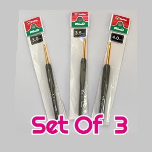 Set Of 3 Tulip Etimo Mind Crochet Hook Set For Amigurumi Hooks Black Hook For Beginners Ergonomic Crochet Hook 3.0 mm 3.5 mm 4.0 mm