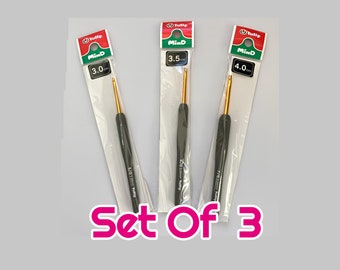 Set Of 3 Tulip Etimo Mind Crochet Hook Set For Amigurumi Hooks Black Hook For Beginners Ergonomic Crochet Hook 3.0 mm 3.5 mm 4.0 mm