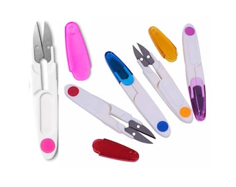 Cortahilos con funda protectora, tijeras de bordar, kit de costura con cortahilos, tijeras compactas con funda protectora de punta, tijeras para bordar y coser