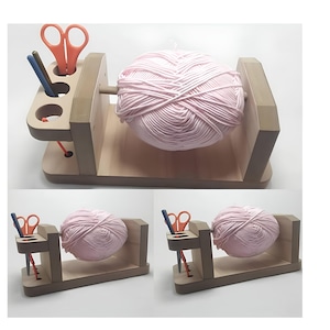 Yarn Holder Stand Knitting and Crochet Supplies Organizer Revolving Yarn Ball Holder Yarn Storage Holder Yarn Spinner Wooden Wool Holder