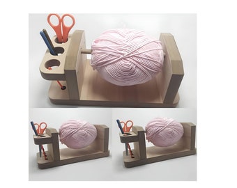 Yarn Holder Stand Knitting and Crochet Supplies Organizer Revolving Yarn Ball Holder Yarn Storage Holder Yarn Spinner Wooden Wool Holder