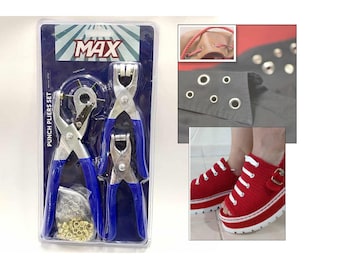 Ponstang Set van 3 perforatortang met oogjes en bevestigingsogen Handpersgereedschap voor het naaien van tassen Schoenen Drukknopen Tangensets