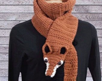 Fox Scarf Hand Crocheted **MADE TO ORDER **