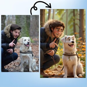 Trasforma la tua foto in un cartone animato, ritratto digitale in stile cartone animato, arte personalizzata per coppie, famiglie o animali domestici, regalo unico per compleanno o anniversario