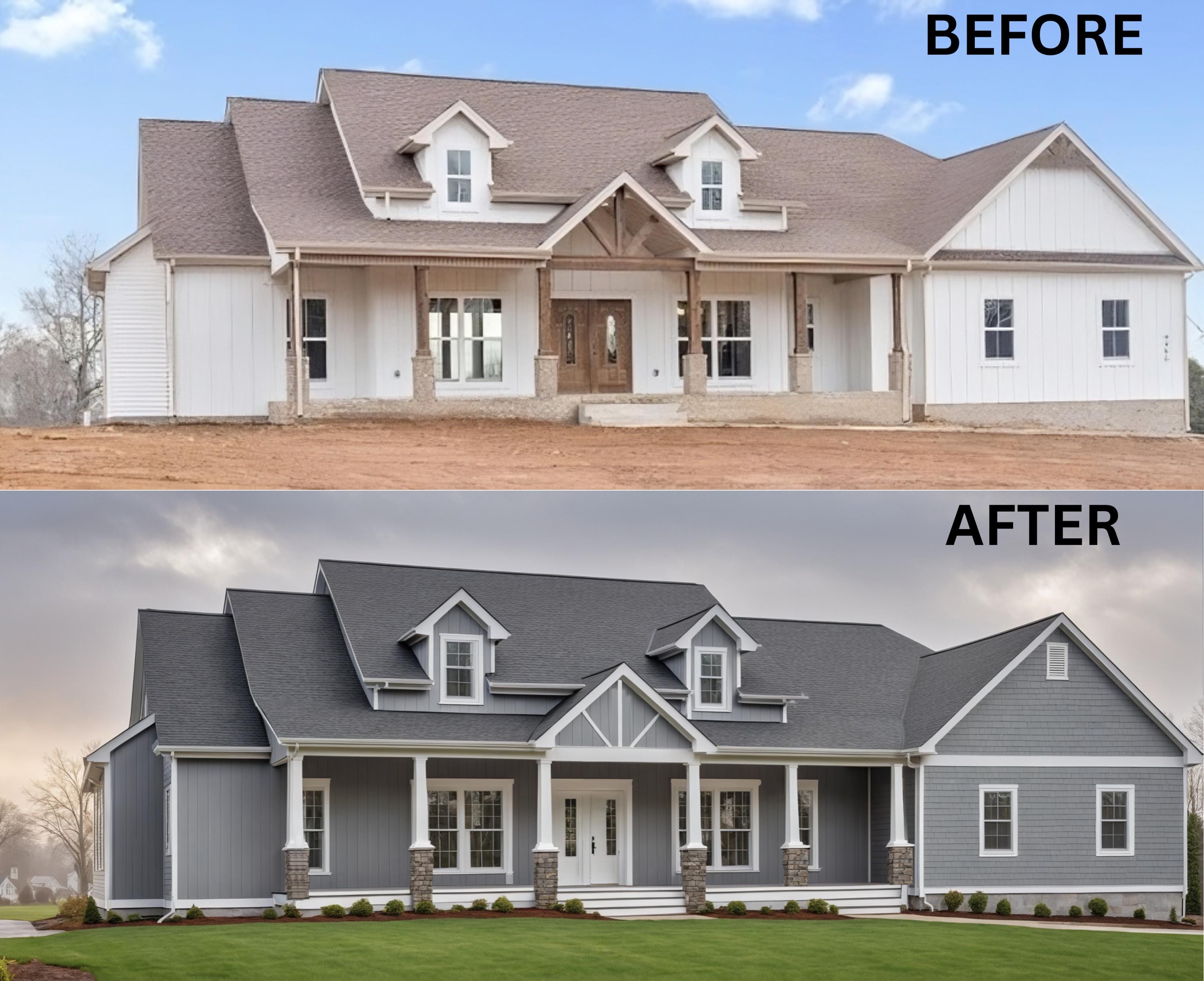 House Design Rendering Visualization Exterior Home Design Rendering: Digital Renovation Visualization - Etsy
