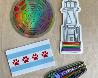4 Pack Chicago Stickers