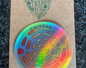 Chicago Sewer Pride Rainbow Manhole Cover Sticker