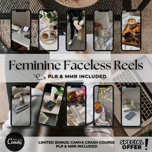 PLR MRR Feminine Faceless Reels Bundle | Editable Canva Video Templates for Instagram Reels TikTok Shorts | Aesthetic Video Clips