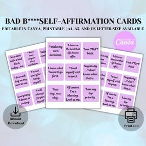Tarjetas de afirmación para la confianza en uno mismo, tarjetas de afirmación de B malo, paquete de tarjetas de salud mental, tarjetas de afirmación positiva, paquete de tarjetas minimalistas