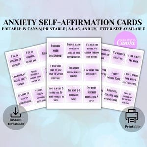 Cartões de Afirmação para Ansiedade, Cartões de Afirmação Positiva, Cartões de Autoafirmação Mínima, Pacote de Cartões de Saúde Mental, Cartões de Ansiedade