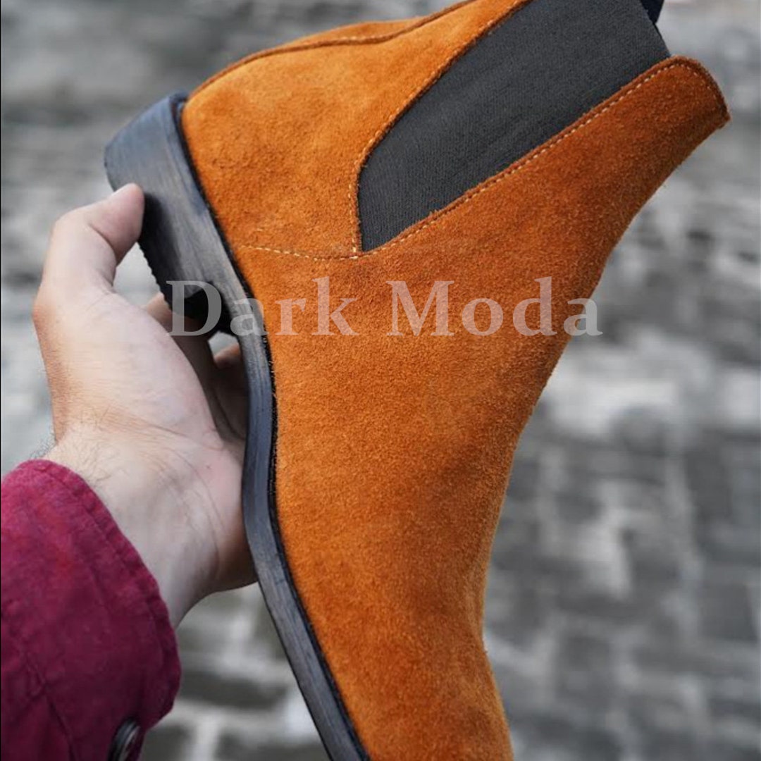 Perimun Suede Leather Long Shoes Men's Brown Suede Leather - Etsy