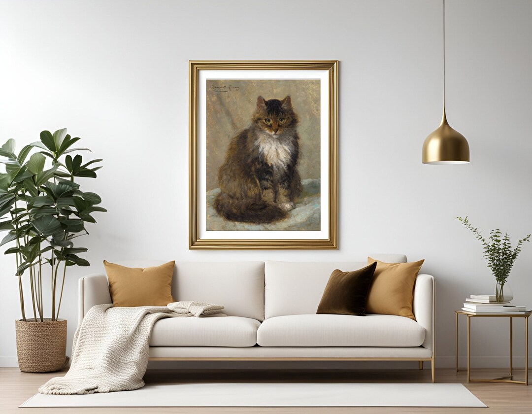 Maine Coon Cat Vintage Oil Painting by Henriette Ronner-knip (digital ...