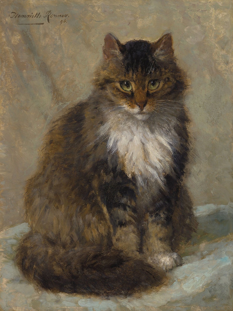 Maine Coon Cat Vintage Oil Painting by Henriette Ronner-knip (digital ...