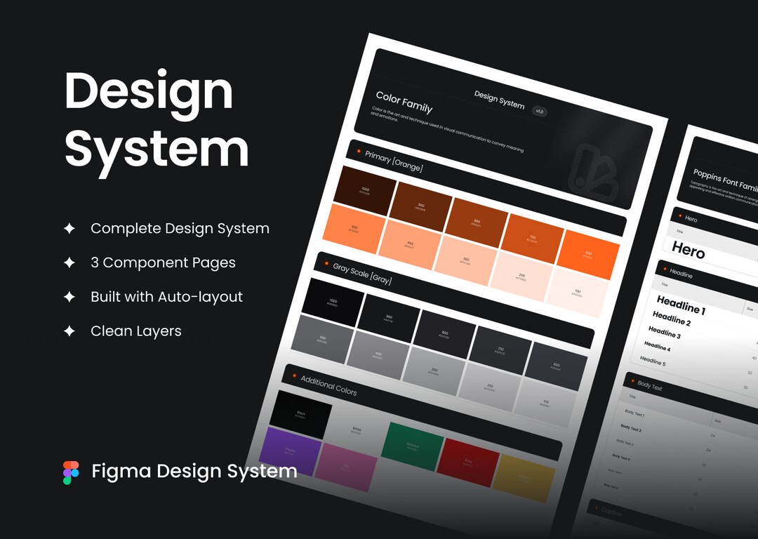 Design System Figma Ui Ux Design Color Palette Typography Etsy