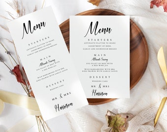 Wedding Menu Template, Menu Card Wedding, Dinner Menu, Minimalistic, Timeless, Editable Wedding Template, Instant Digital Download, TTKP007