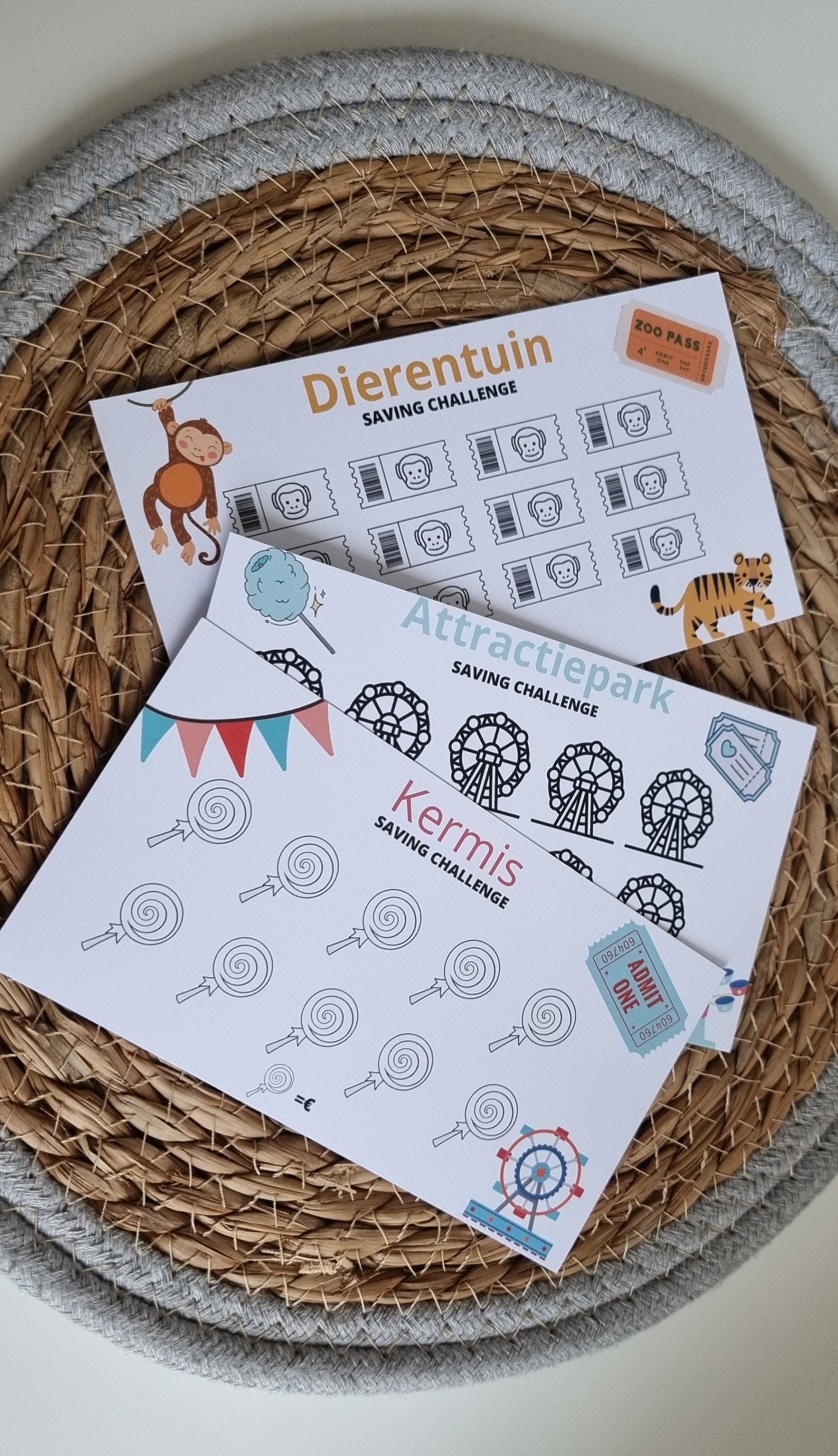 Verschillende spaaruitdagingen, 2025 challenge, studieschuld, dagjes uit, kermis, attractiepark