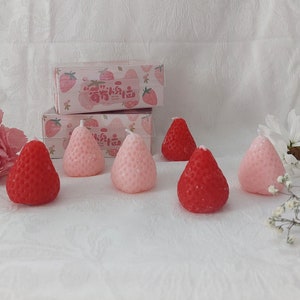 Strawberry Candle, Mini Strawberry Candles, 6pcs Strawberry Scented Candle, Gift For Her
