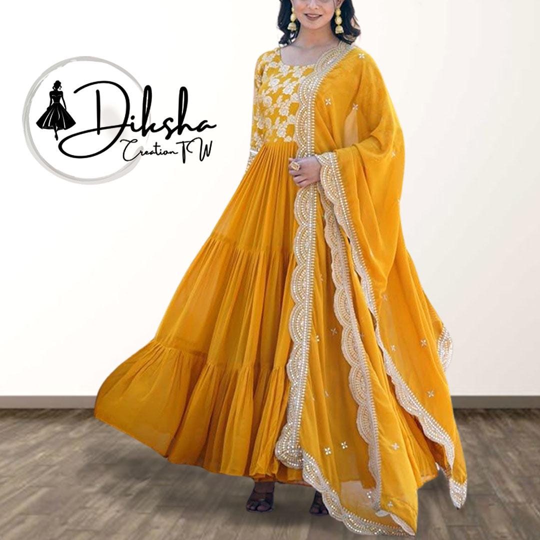 Hot Pink Flared Cut-Out Anarkali Dress