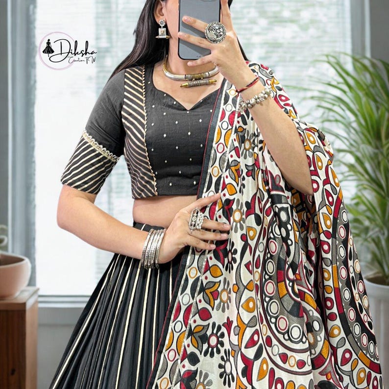 Purple Chanderi Zari Weaving and Embossed Lace Lehenga Choli