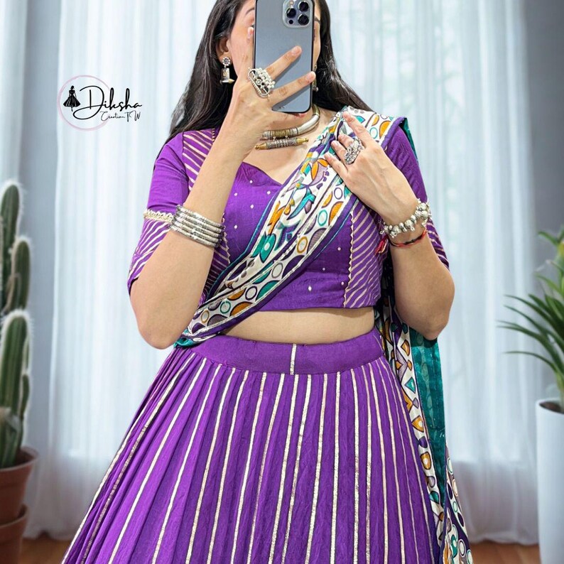 Brown Pure Chanderi Zari Weaving Embossed Lace Lehenga Choli