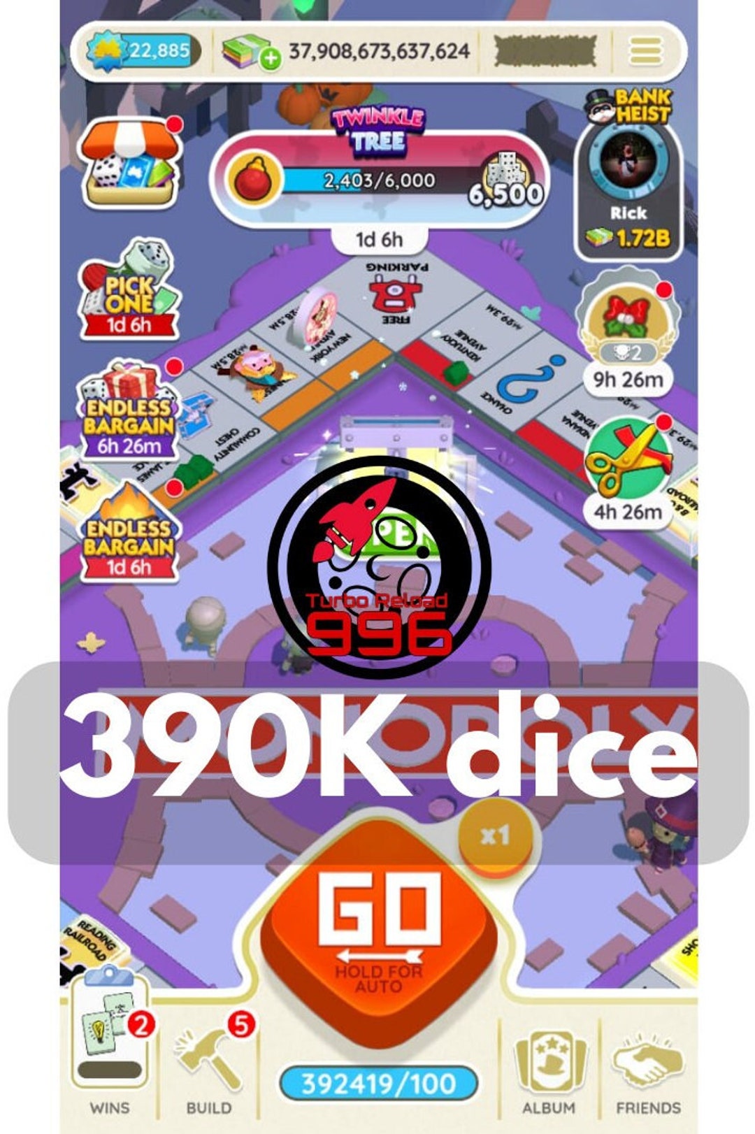 Monopoly Go 360K Dice Account Etsy